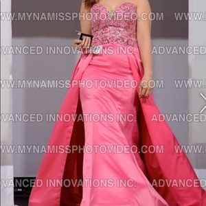 Bubblegum pink gown with train